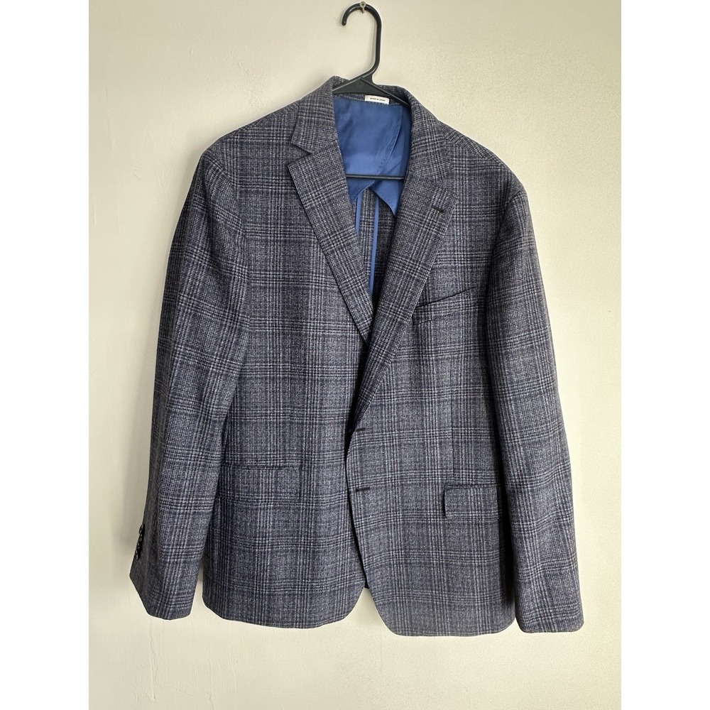 Joseph Abboud Heritage 100% Wool 44R Blazer Blue Windowpane Sportcoat